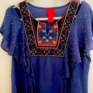 Women's Mexican Design Blue Shirt XLarge